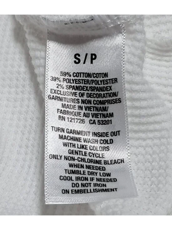 Aeropostale Henley Tank Top Lace Trim with Rhinestones Womens Size S White Waffl - Picture 5 of 10